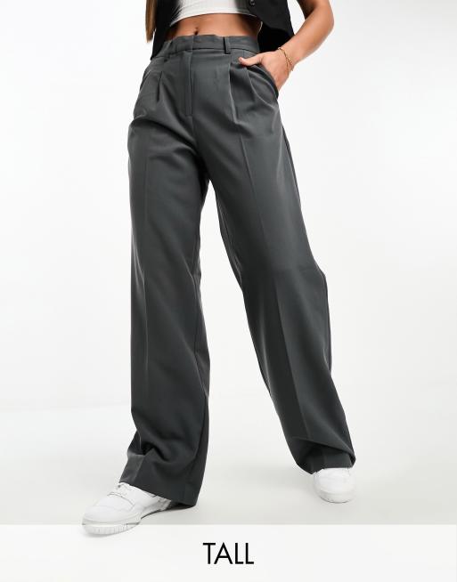 ASOS DESIGN dad pants with asymmetric waist in gray