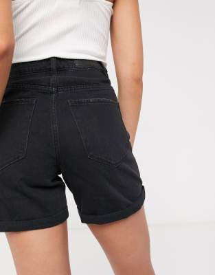 black denim mom shorts