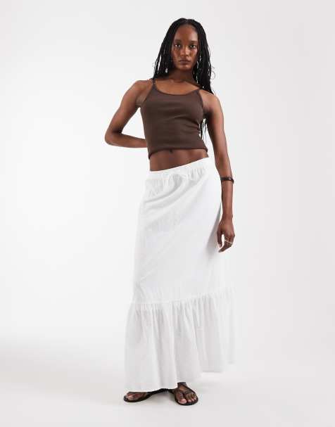 Vero Moda Tall dobby texture boho maxi skirt in white