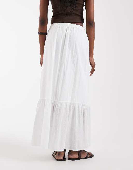 Vero Moda Tall dobby texture boho maxi skirt in white, 5 of 5