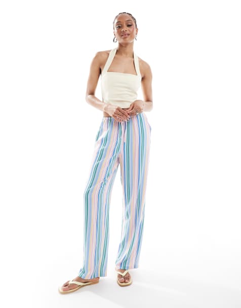 Vero Moda Tall – Easy – Randiga, vida byxor med knytning i midjan - view 1