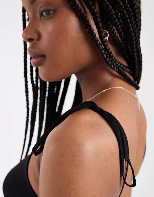 Vero Moda Tall Easy tie shoulder cami mini dress in black, 2 of 4