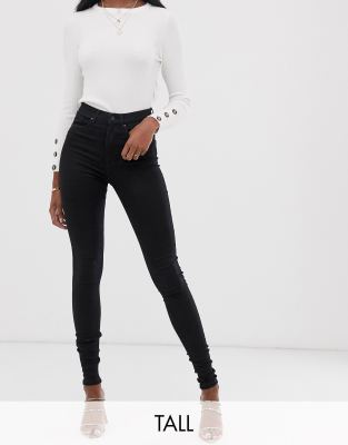 Vero Moda Tall - Enge Jeans mit hohem Bund in Schwarz