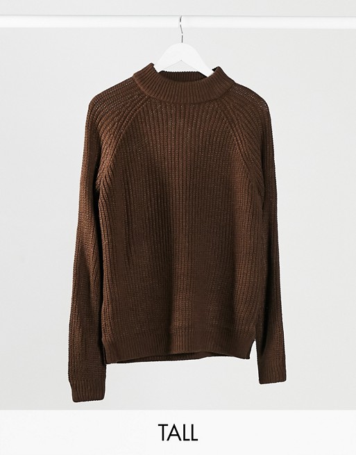 Vero Moda Tall exclusive jumper with high neck in chocolate