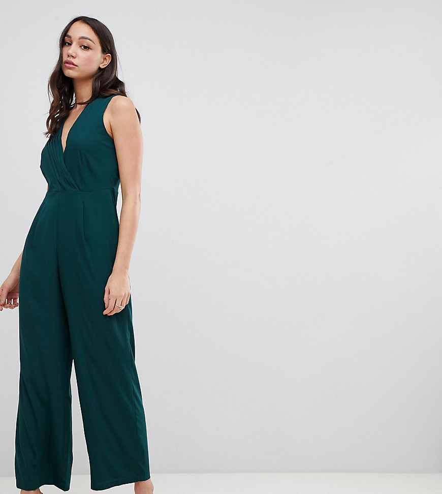 Vero Moda Tall faux wrap jumpsuit-Green