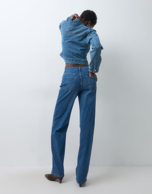 Vero Moda Tall Flora high rise straight leg jeans with belt in medium blue denim, 2 of 5