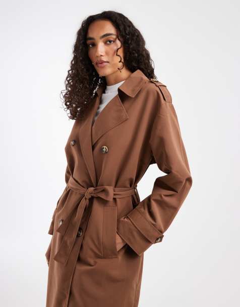 Vero Moda Tall gabardina larga con cinturón en marrón - view 1