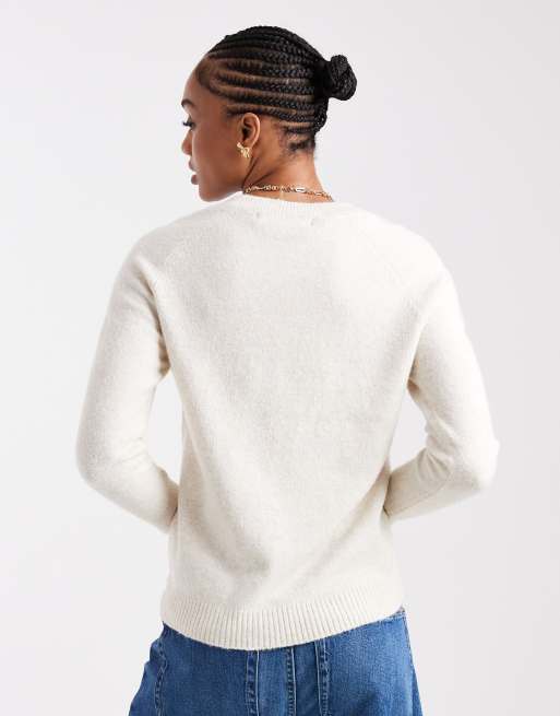 Vero Moda Tall - Gebreide trui met ronde hals in crème, 4 van 4