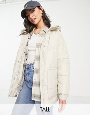 Vero Moda Tall hooded padded jacket in cream - ASOS Price Checker