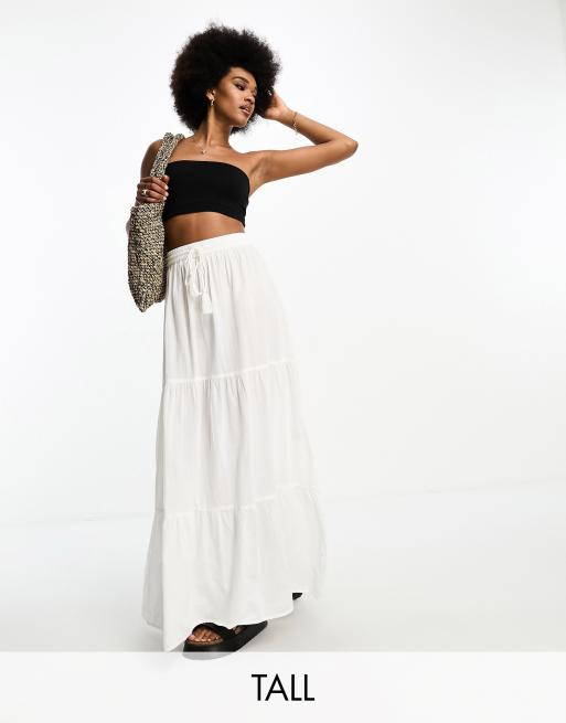 Vero Moda Tall - Gonna lunga bianca allacciata in vita