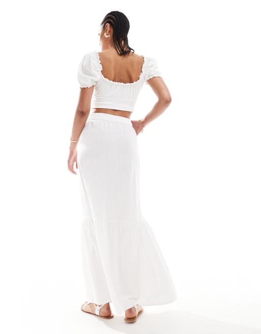 Vero Moda Tall - Gonna lunga bohémien bianca, 2 di 5