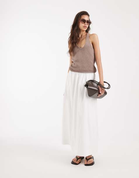 Vero Moda Tall - Gonna midi a ruota bianca - view 1