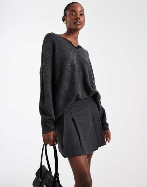 Vero Moda Tall - Gråmeleret mininederdel med plisseringer - view 1