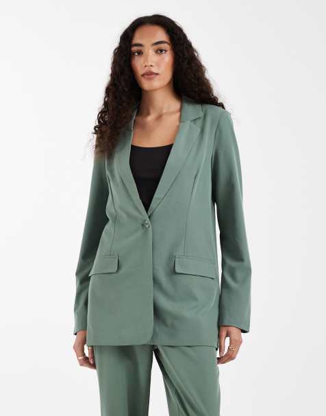 Vero Moda Tall - Grøn skræddersyet blazer med løstsiddende pasform - Del af sæt - view 1