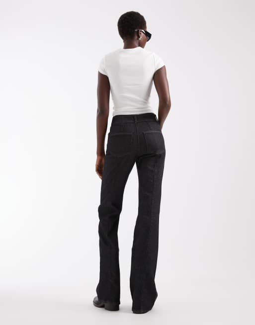 Vero Moda Tall Hazel højtaljede jeans med sømdetaljer og svaj i sort denim, 2 af 5