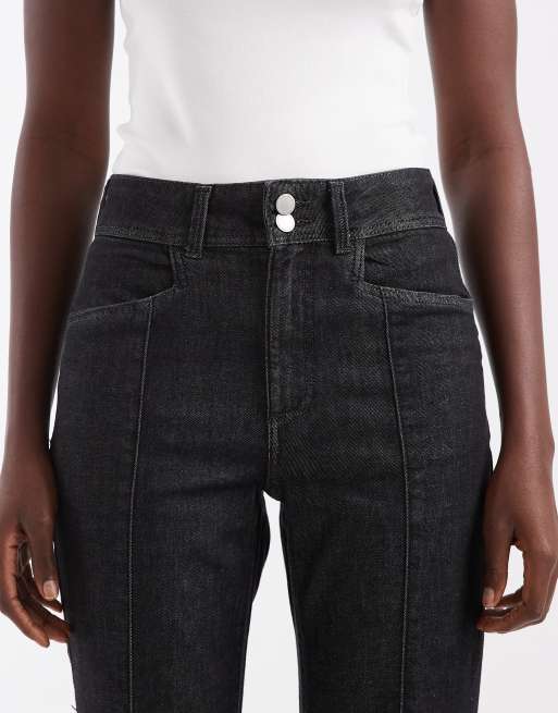 Vero Moda Tall Hazel højtaljede jeans med sømdetaljer og svaj i sort denim, 4 af 5