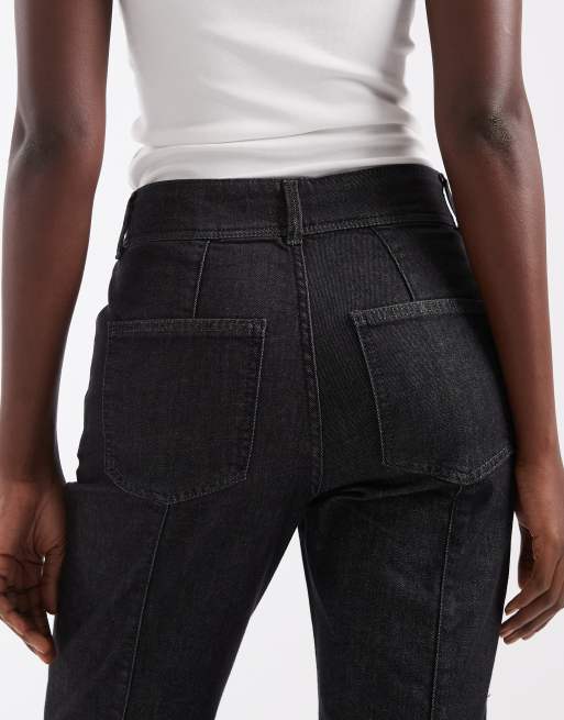 Vero Moda Tall Hazel højtaljede jeans med sømdetaljer og svaj i sort denim, 5 af 5