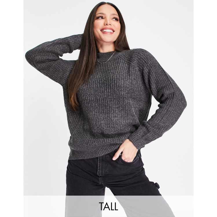 VERO MODA Doffy Cowl Neck Fluffy Knit Jumper in Dark Grey