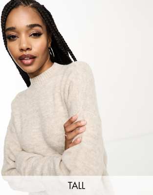 Vero Moda Tall high neck knitted jumper in cream