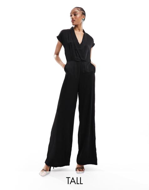 The Air Essentials Jumpsuit,Women Casual Loose Short Sleeve Belted Wide Leg  Pant Romper Jumpsuits,Sleeveless Flowy Rompers (2XL, Black)