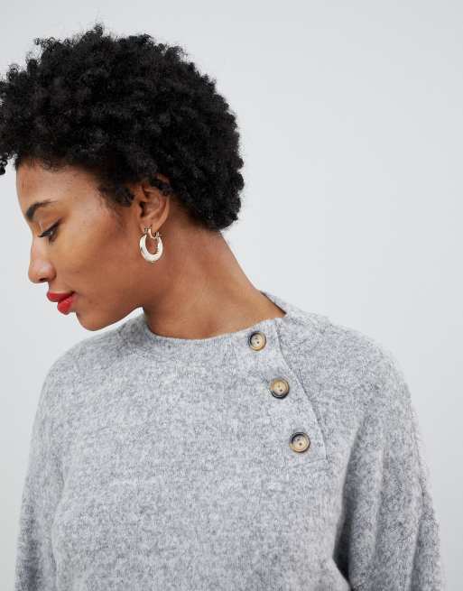 Side neck button on sale sweater