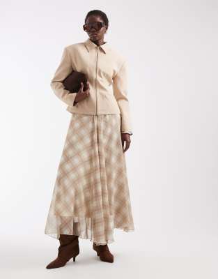 Vero Moda Tall High Waist Asymmetric Midi Skirt In Neutral