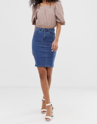 asos denim pencil skirt