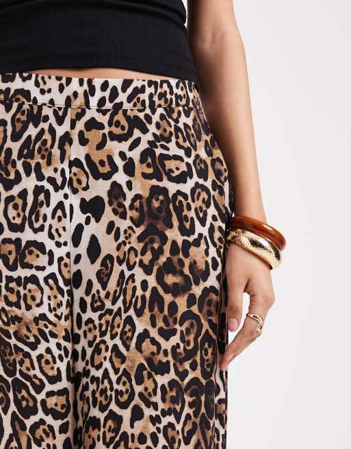 Vero Moda Tall high waist wide leg pants in leopard print, 5 of 5