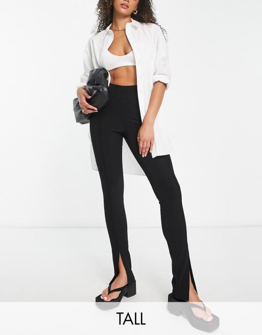 Vero Moda Tall high waisted split front leggings in black