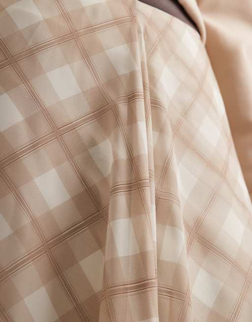 Vero Moda Tall højtaljet asymmetrisk midinederdel i beige tern, 5 af 5