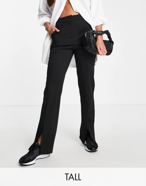 Vero Moda Tall – Hose in Schwarz mit weitem Schnitt und Saumschlitz - BLACK