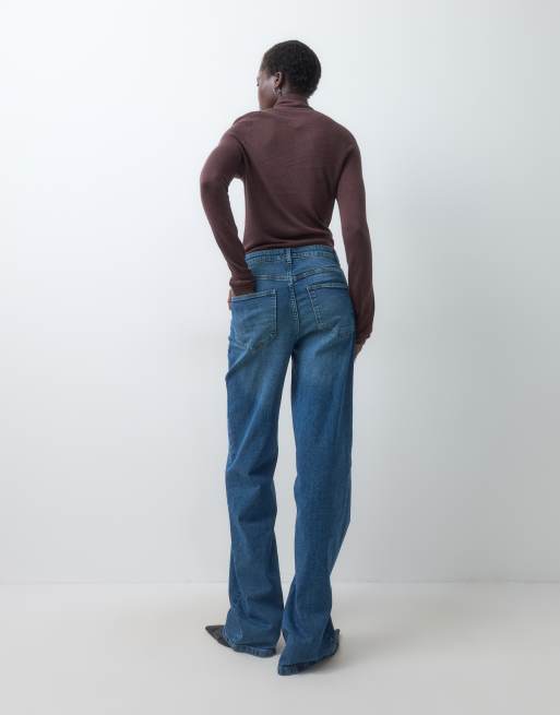 Vero Moda Tall jean large taille haute en denim bleu moyen, 3 de 5