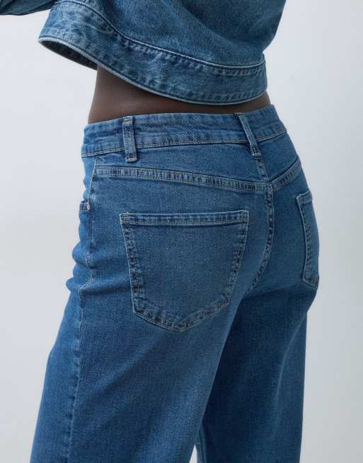 Vero Moda Tall jeans droit taille haute Flora avec ceinture en denim bleu moyen, 5 de 5