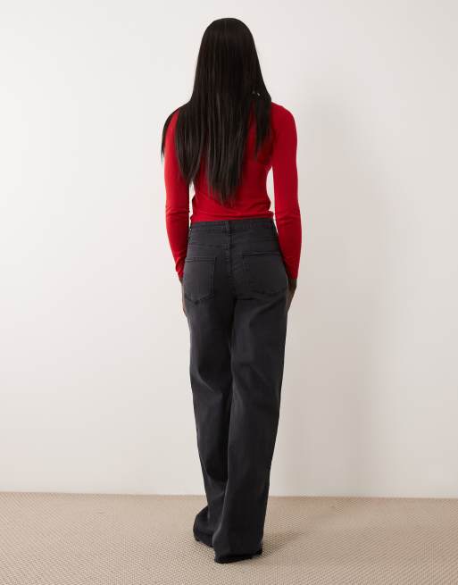 Vero Moda Tall jeans med hög midja och vida ben i mörkgrå denim, 3 av 5