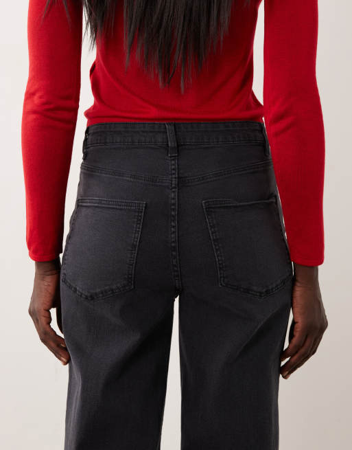 Vero Moda Tall jeans met hoge taille en wijde pijpen in donkergrijs denim, 4 van 5