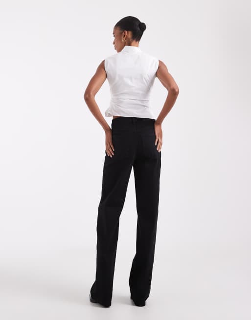 Vero Moda Tall jeansy z wysokim stanem i szerokimi nogawkami w czarnym denimie, 3 z 5