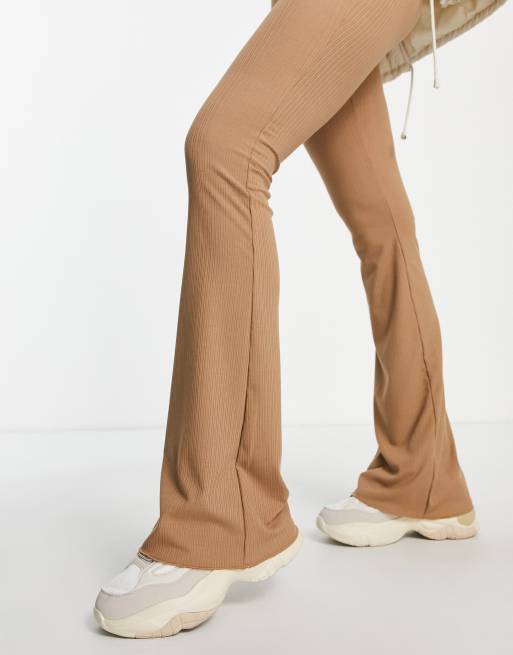 Camel Ribbed Jersey Leggings