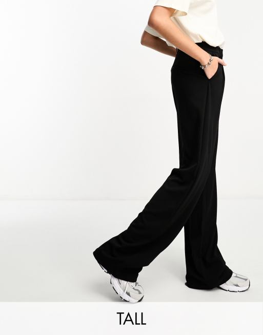 Vero Moda Tall jersey wide leg dad pants in black