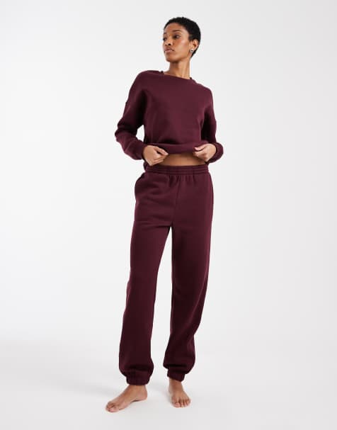 Vero Moda Tall - Joggers oversize bordeaux con fondo elasticizzato in coordinato - view 1
