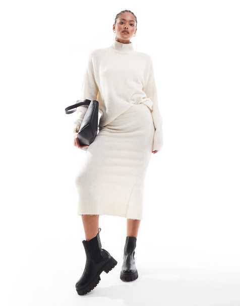 VERO MODA Tall - Jupe d'ensemble mi-longue en maille - Noir et blanc chiné - view 1