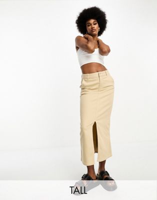 Vero Moda Tall column denim skirt in cream  - ASOS Price Checker
