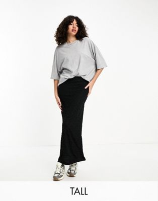 Vero Moda Tall textured stretch midi skirt in black - ASOS Price Checker
