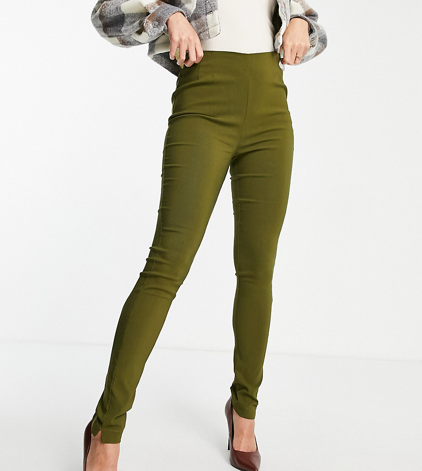 Vero Moda Tall - Kakigrønne smalle højtaljede bukser