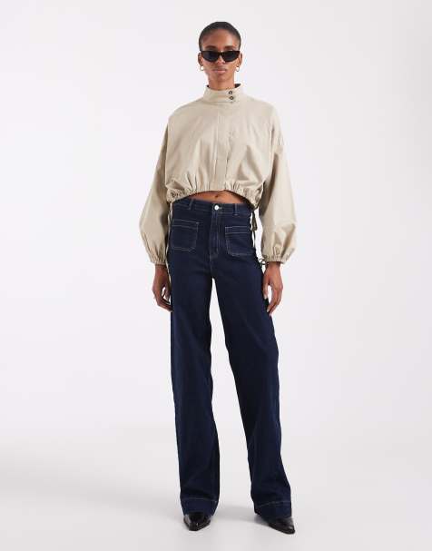 Vero Moda Tall Kayla high rise wide leg jeans with pocket detail in dark blue denim - view 1