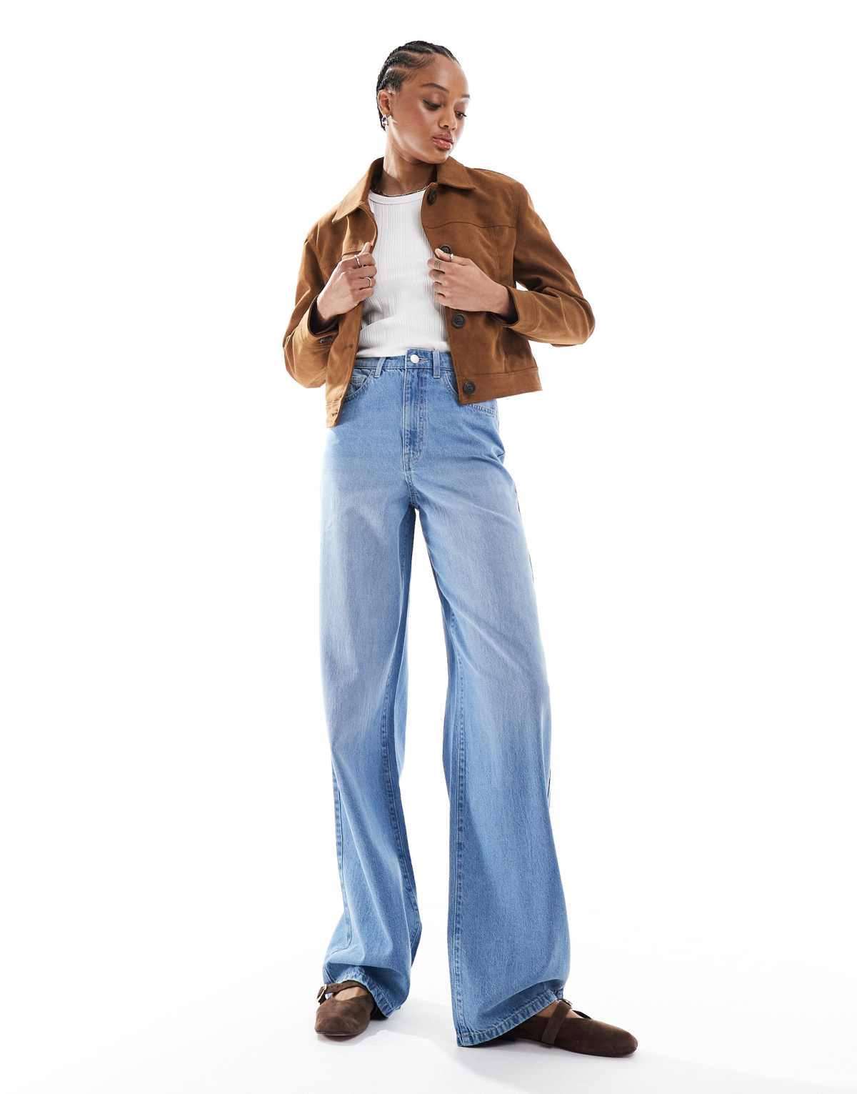 Vero Moda Tall Kirsa high waist wide jeans in light blue wash