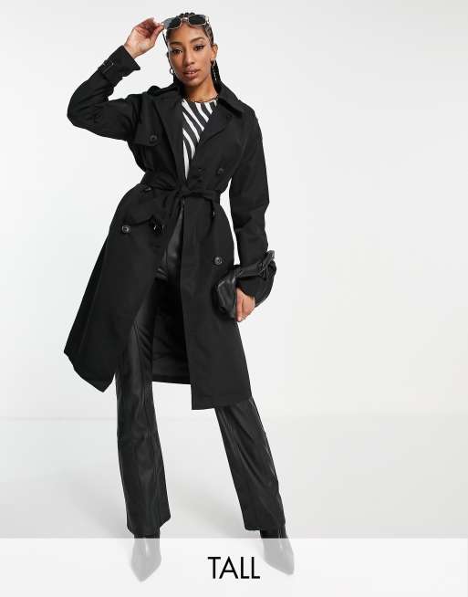 Vero Moda Tall – Klassischer Trenchcoat in Schwarz