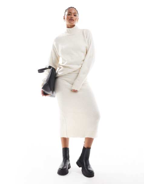 Vero Moda Tall knitted skirt and jumper co-ord in cream melange - view 1