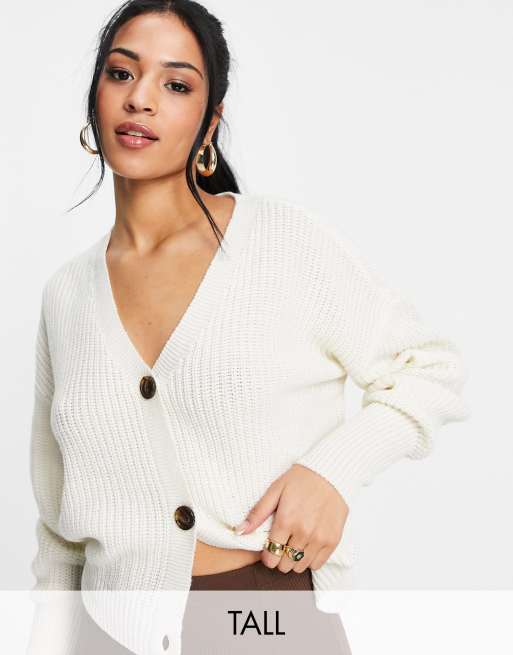 Vero Moda Tall – Kremowy kardigan z dekoltem w kształcie litery V i szerokimi mankietami