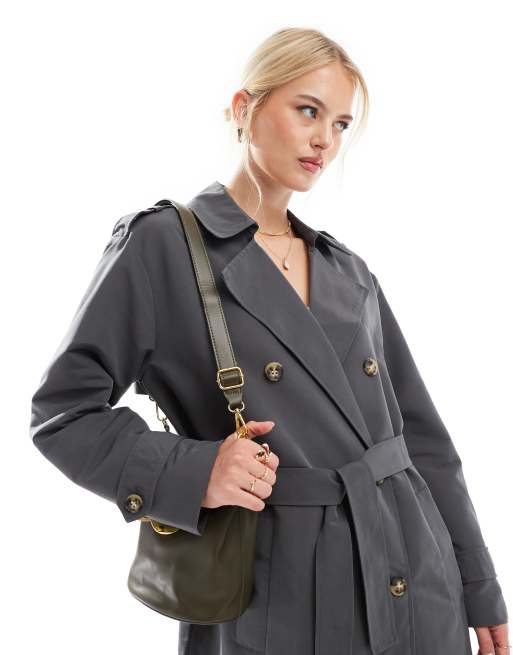 Vero Moda Tall - Lange trenchcoat met riem in asfaltgrijs, 2 van 4