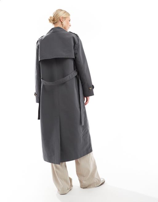 Vero Moda Tall - Lange trenchcoat met riem in asfaltgrijs, 3 van 4